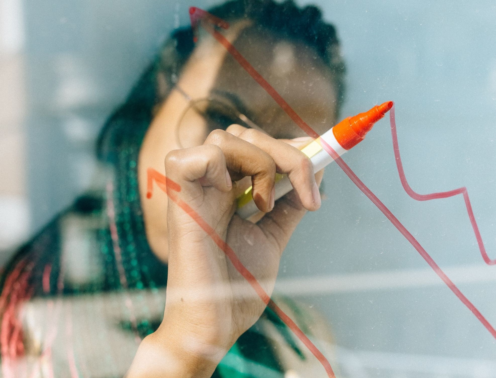 Woman at whiteboard 3