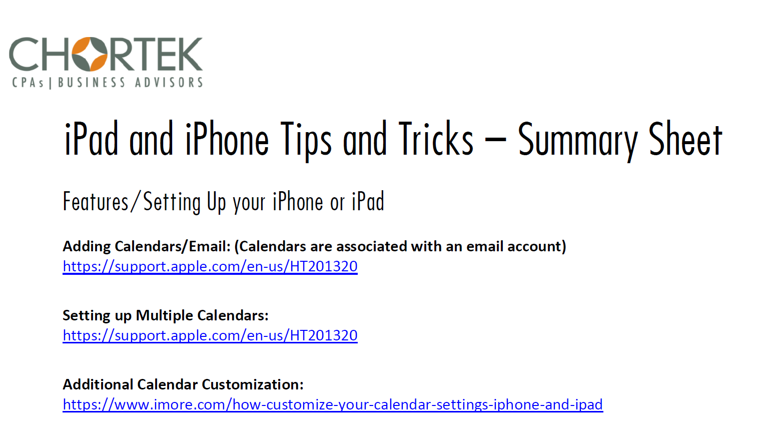 iPhone and iPad Tips and Tricks Cheat Sheet